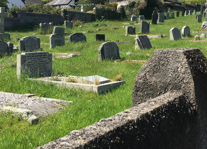 Close up of grave stones